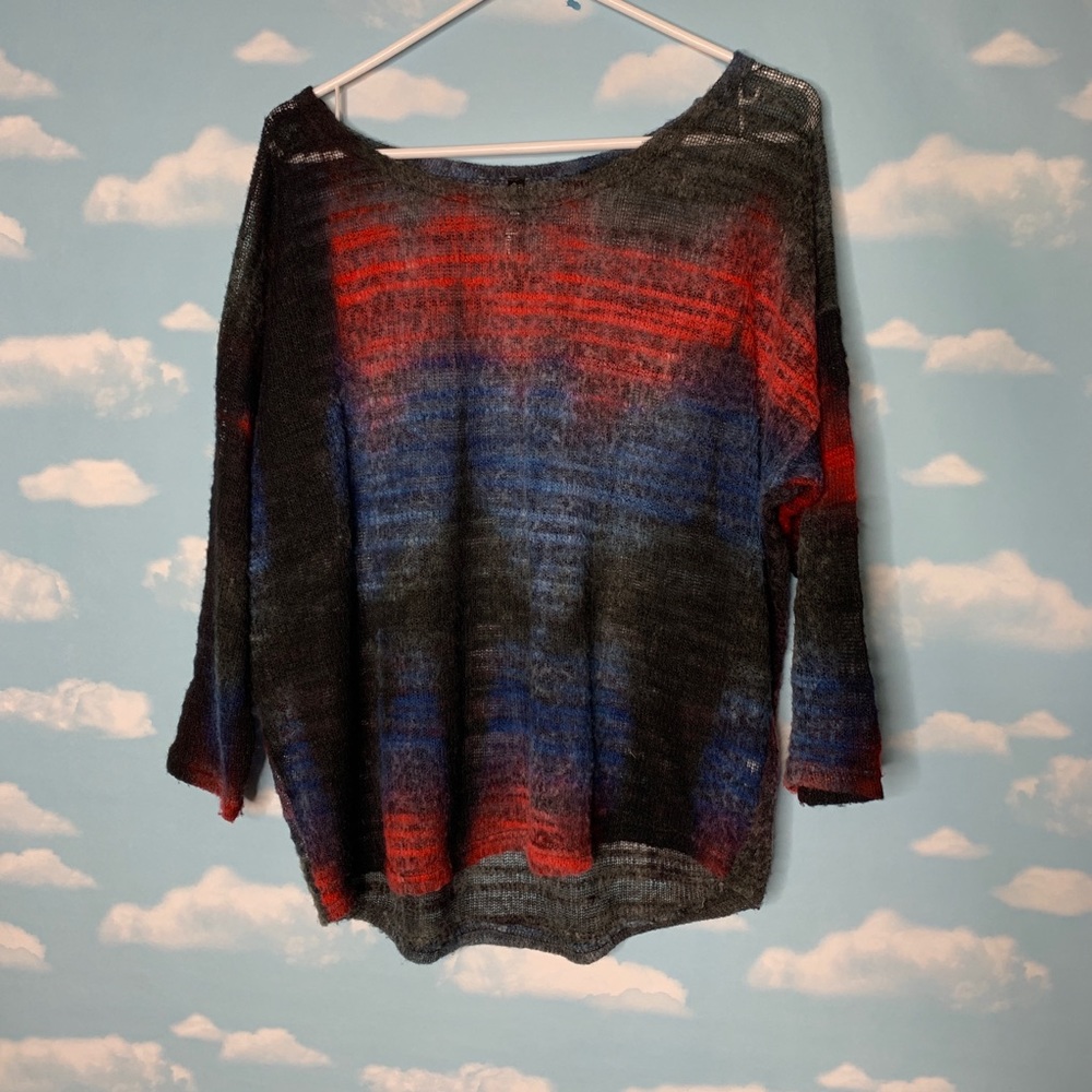 Palace- Red/Blue/Black Sheer Long Sleeve Top